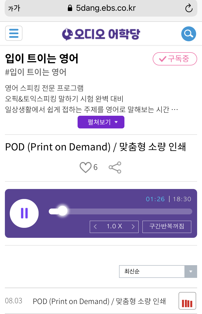 [2021.08.03.Tue]입이 트이는 영어 POD (Print on Demand)  맞춤형 소량 인쇄