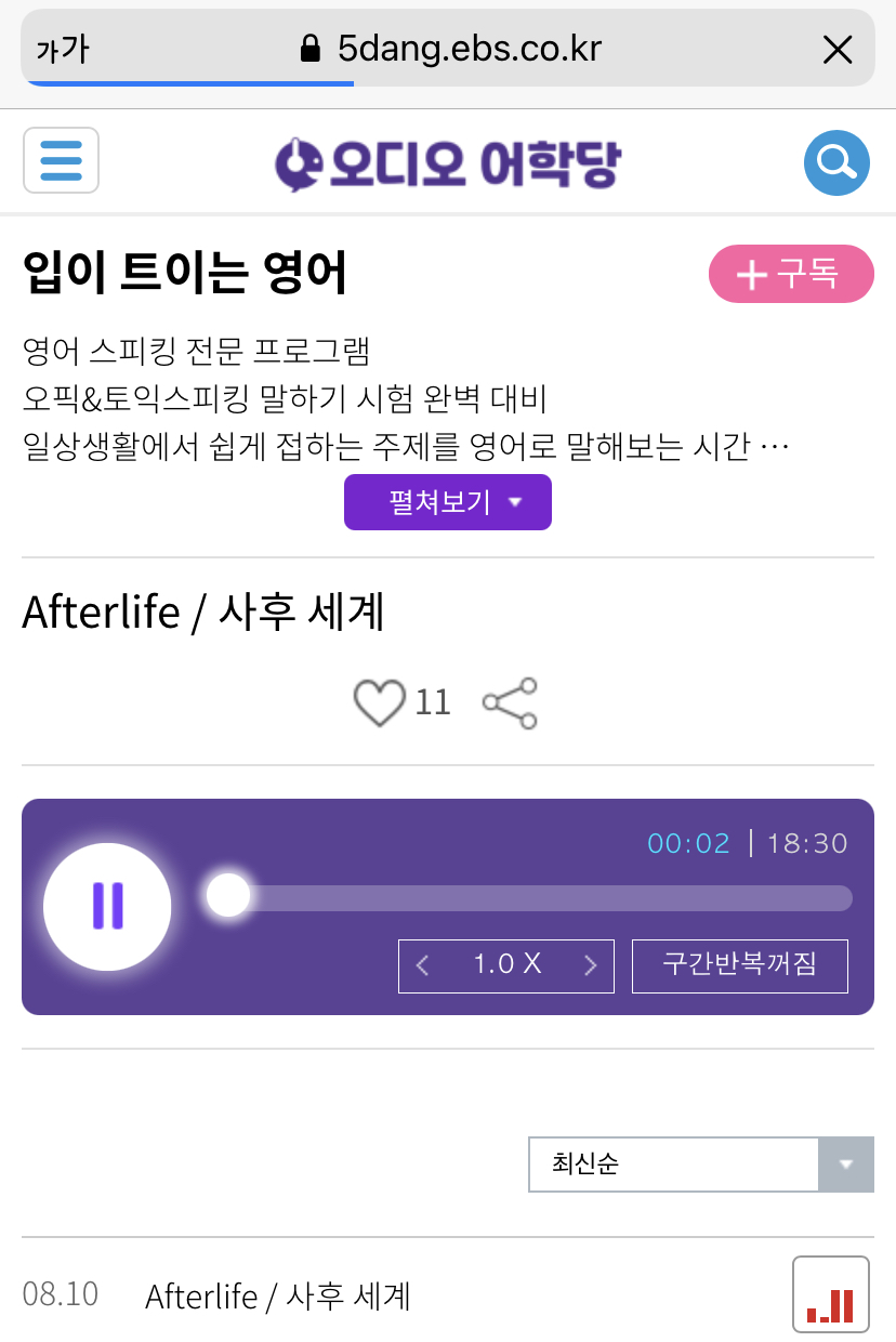 [2021.08.10.Tue] 입이 트이는 영어 Afterlife  사후 세계