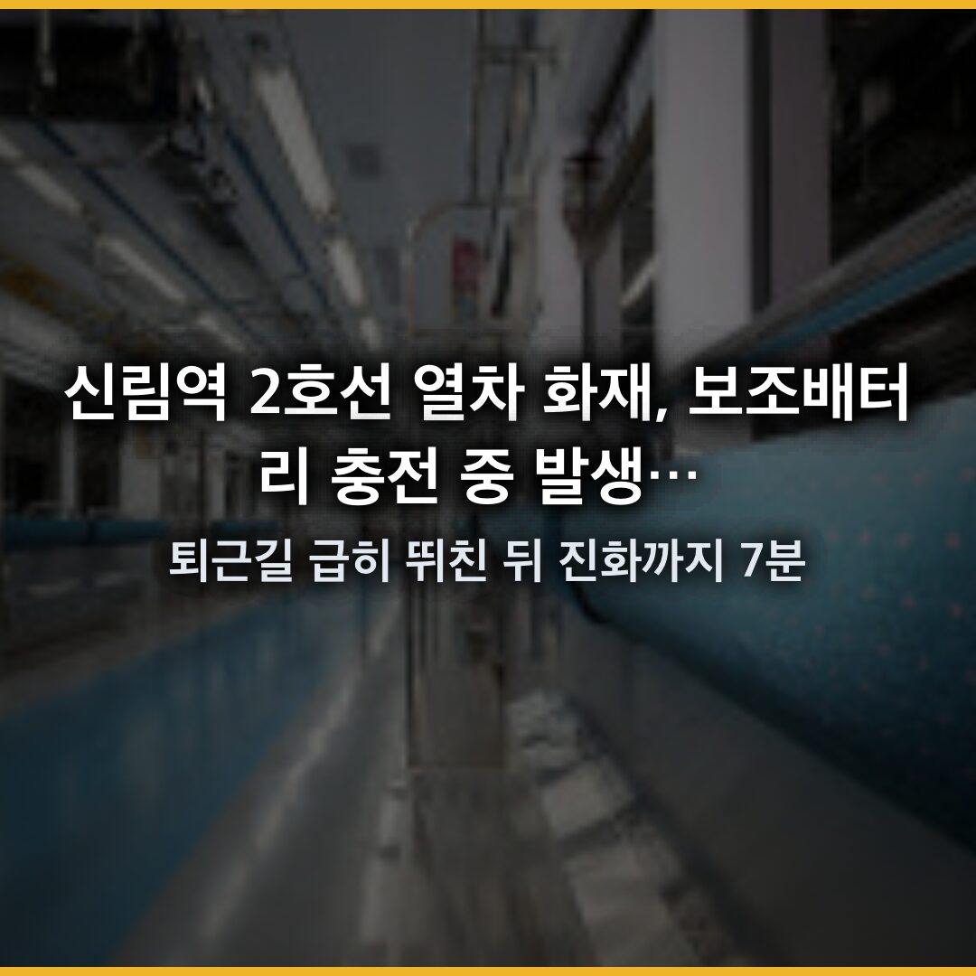 신림역 2호선 열차 화재, 보조배터리 충전 중 발생… 퇴근길 급히 뛰친 뒤 진화까지 7분 신림역 2호선 열차 화재, 보조배터리 충전 중 발생… 퇴근길 급히 뛰친 뒤 진화까지 7분