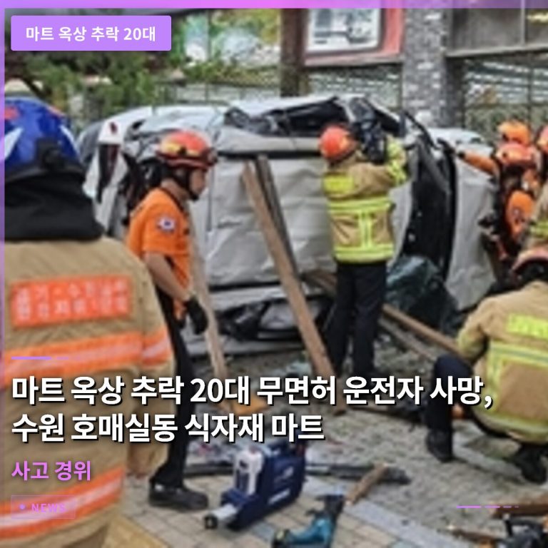 마트 옥상 추락 20대 무면허 운전자 사망, 수원 호매실동 식자재 마트 사고 경위