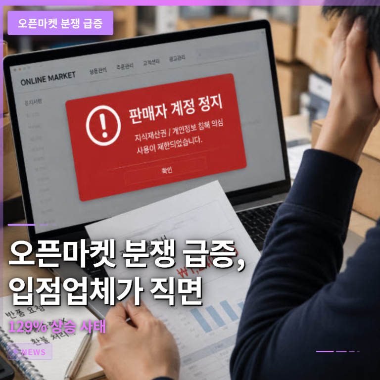 오픈마켓 분쟁 급증, 입점업체가 직면한 129% 상승 사태
