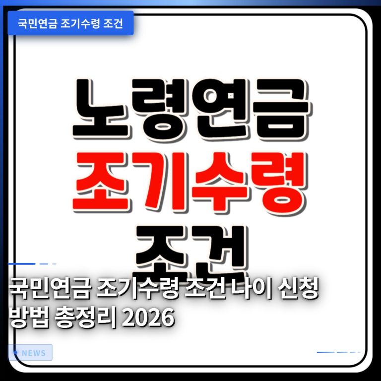 국민연금 조기수령 조건 나이 신청 방법 총정리 2026