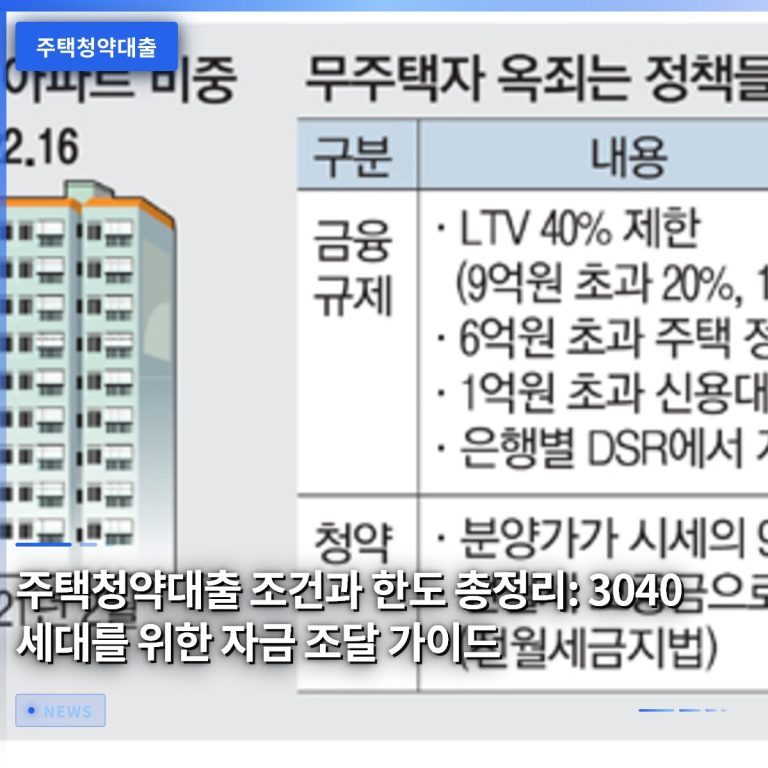 주택청약대출 조건과 한도 총정리: 3040세대를 위한 자금 조달 가이드