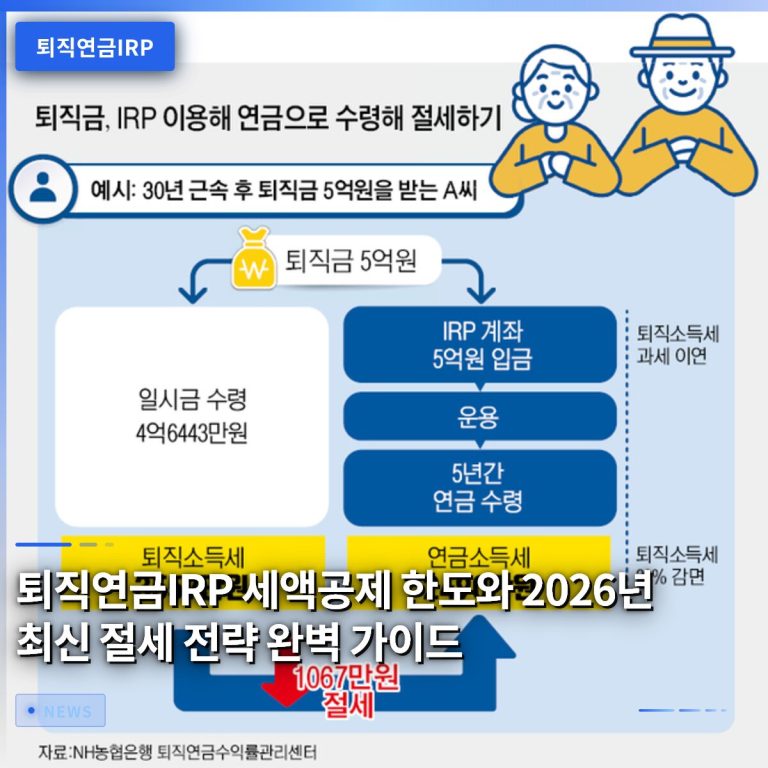 퇴직연금IRP 세액공제 한도와 2026년 최신 절세 전략 완벽 가이드