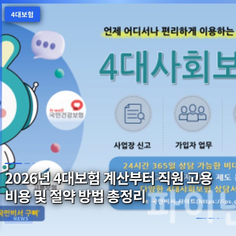 2026년 4대보험 계산부터 직원 고용 비용 및 절약 방법 총정리