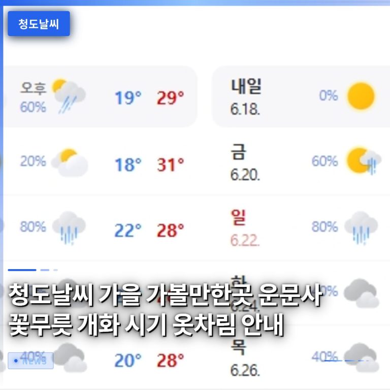 청도날씨 가을 가볼만한곳 운문사 꽃무릇 개화 시기 옷차림 안내