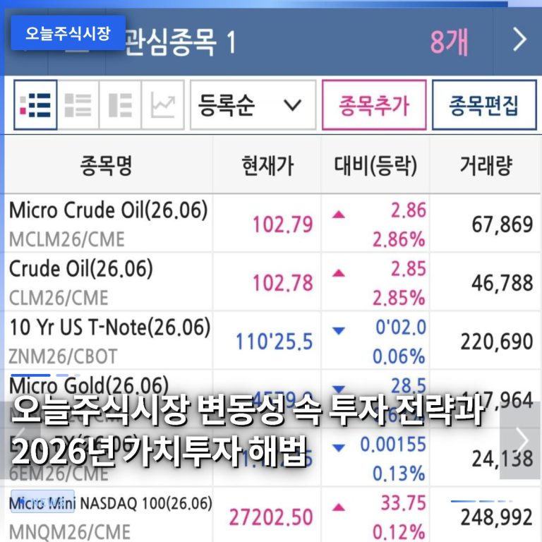 오늘주식시장 변동성 속 투자 전략과 2026년 가치투자 해법