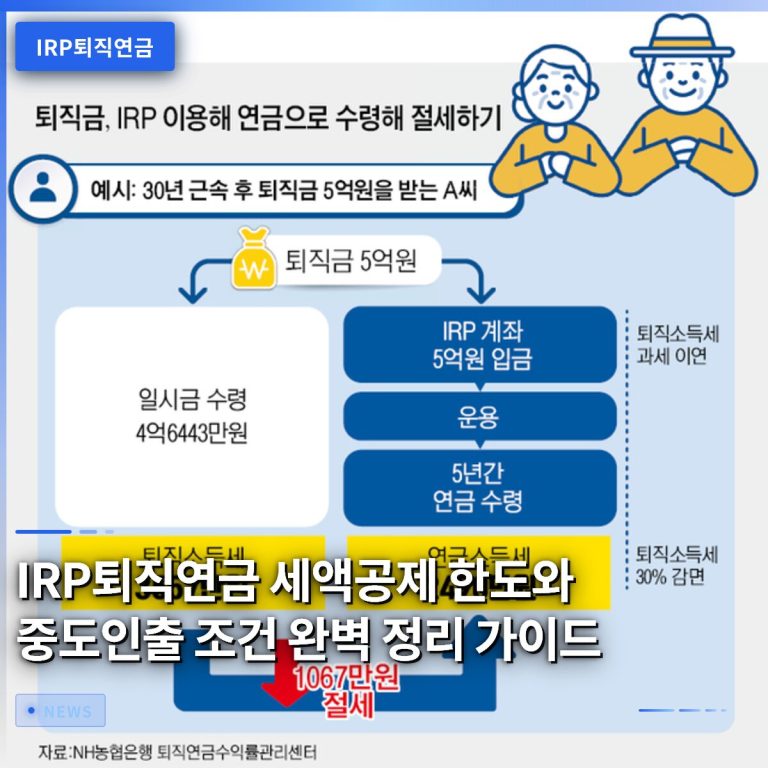 IRP퇴직연금 세액공제 한도와 중도인출 조건 완벽 정리 가이드
