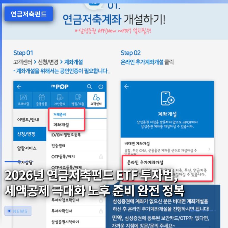 2026년 연금저축펀드 ETF 투자법, 세액공제 극대화 노후 준비 완전 정복