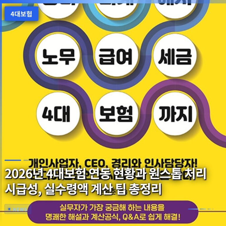 2026년 4대보험 연동 현황과 원스톱 처리 시급성, 실수령액 계산 팁 총정리