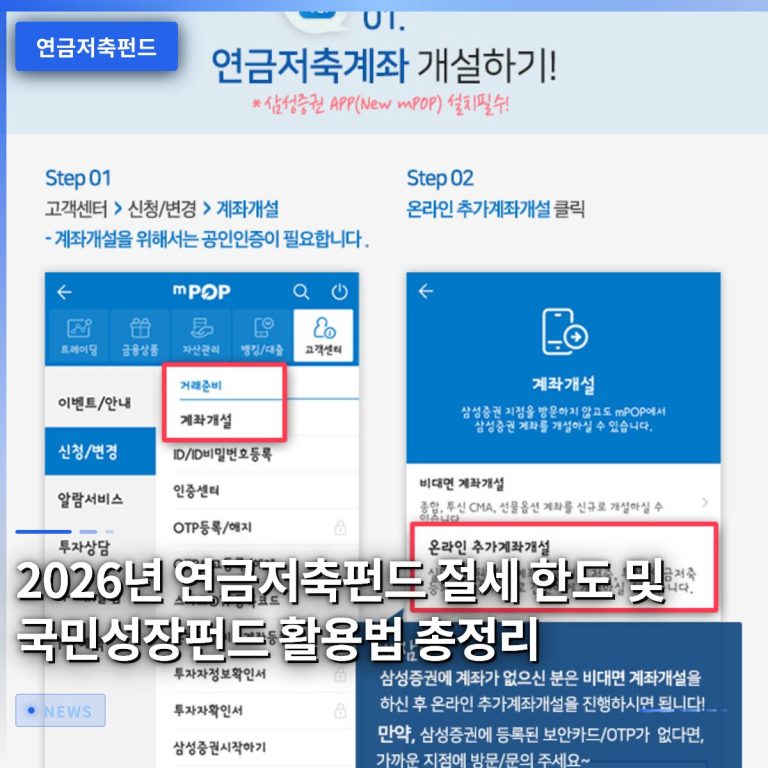 2026년 연금저축펀드 절세 한도 및 국민성장펀드 활용법 총정리